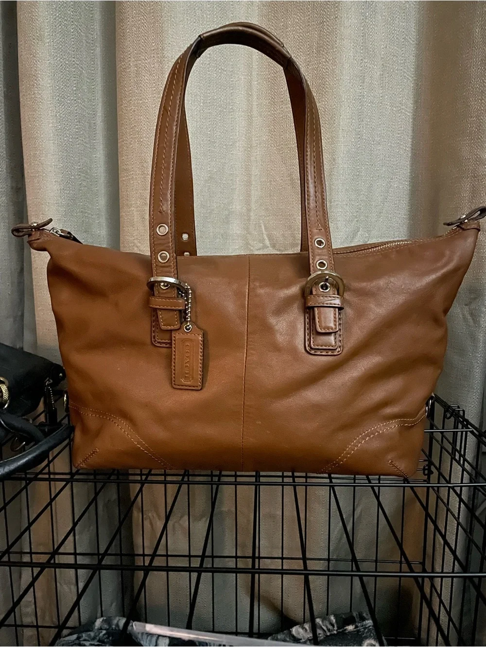 Coach Leather Tote in Cognac